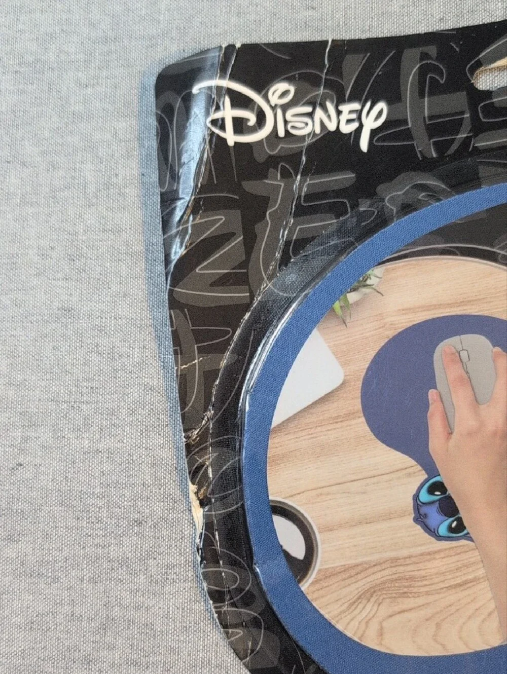 Disney Blue Stitch Wrist Support Mouse Pad with Pink Ear Accents